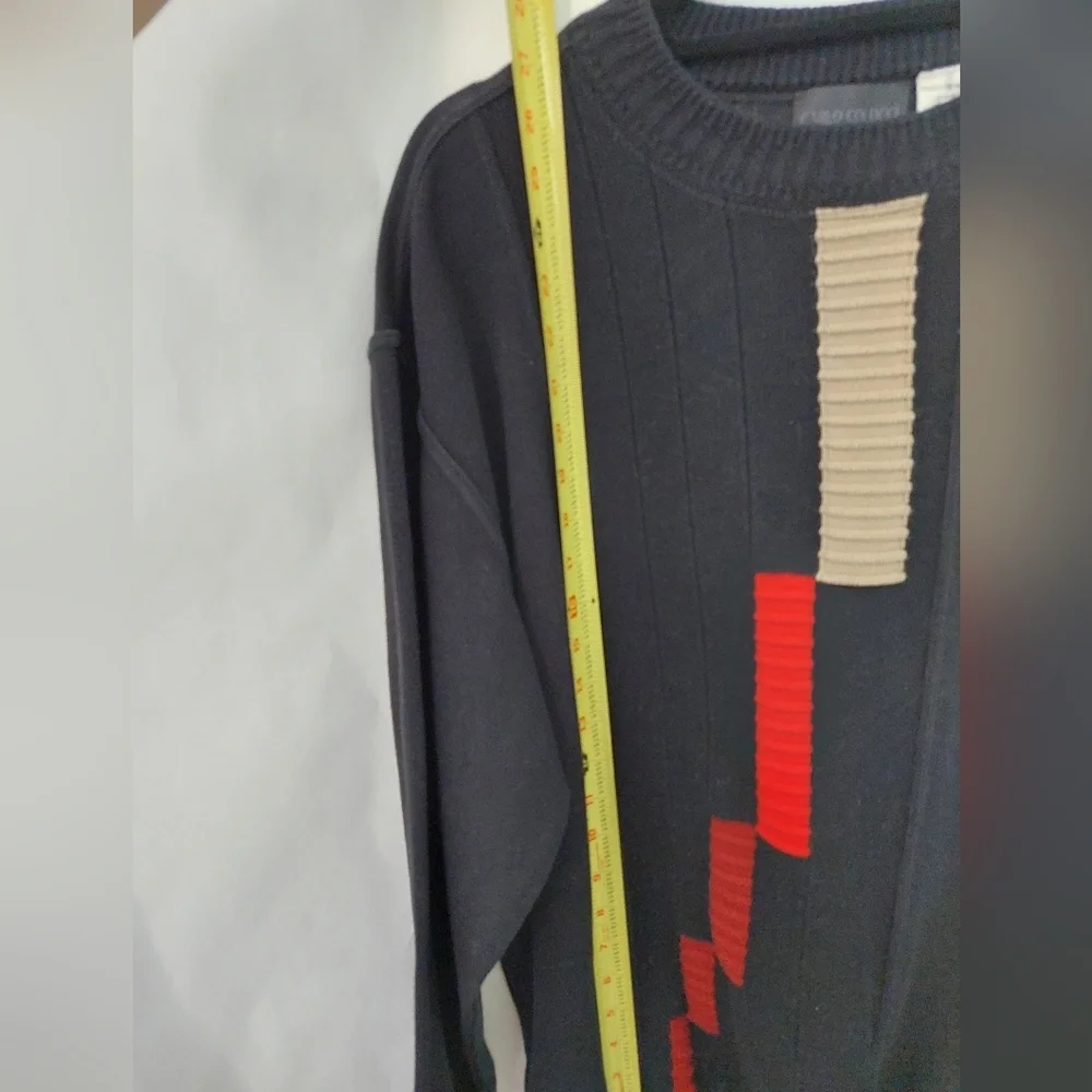 Vintage Carlo Colucci Men's Black and Red Sweater Size XXL